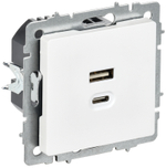 BRITE Розетка USB A+C 45Вт высокоскоростная зарядка РЮ11-2-БрАБ арктический белый IEK