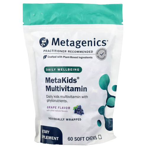 Metagenics, MetaKids®, мультивитамины, со вкусом винограда, 60 жевательных таблеток