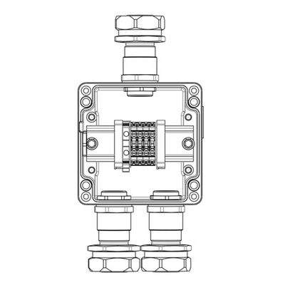 Взрывозащищенная клеммная коробка из алюминия TBE-A-12-(4xCBC.4-1xTEO.4)-2xKAEPM3MHK-26(A)-1xKAEPM3MHK-26(C)1Ex e IIC Т5 Gb / Ex tb IIIC T95°C Db IP66