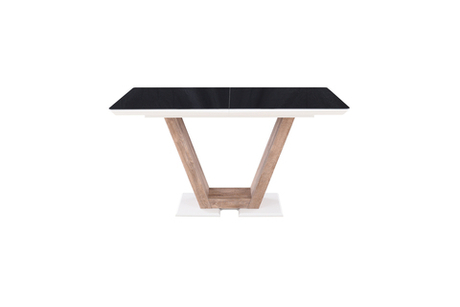 Стол Аврора Торонто 140, Белый с чёрным стеклом/Ель умбра, белый