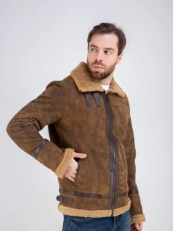 Дубленка мужская натуральная авиатор зимняя Турция
