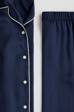 H&M Атласный пижамный комплект, темно-синий