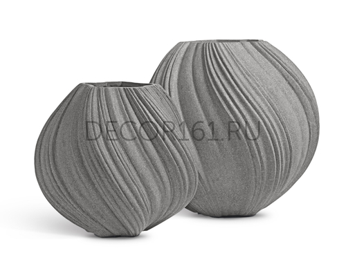 Кашпо-ваза TREEZ Effectory Dune Сферическая Дизайн-ваза Дымчато-серый песок д-50 см, в-52 см 1/1 41.33-16-23-108-GR-50