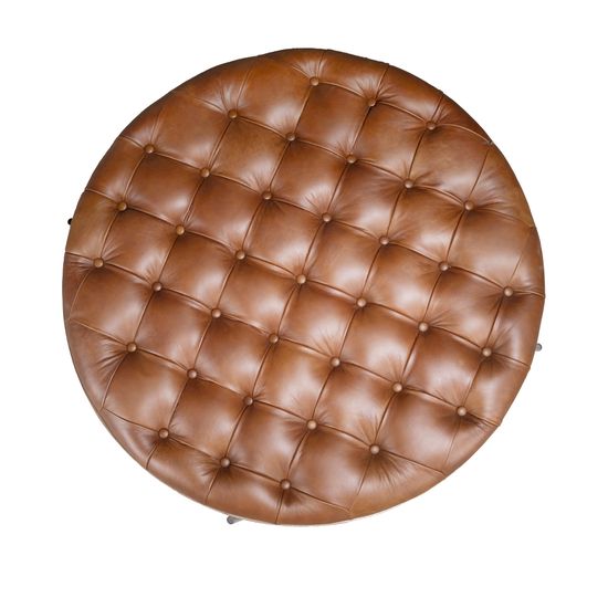 Круглый журнальный столик 2147 из темно-коричневой кожи