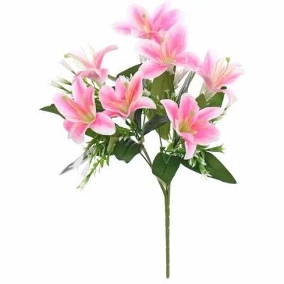 Искусственные цветы «Букет лилий» 35см 7 цветков розовые