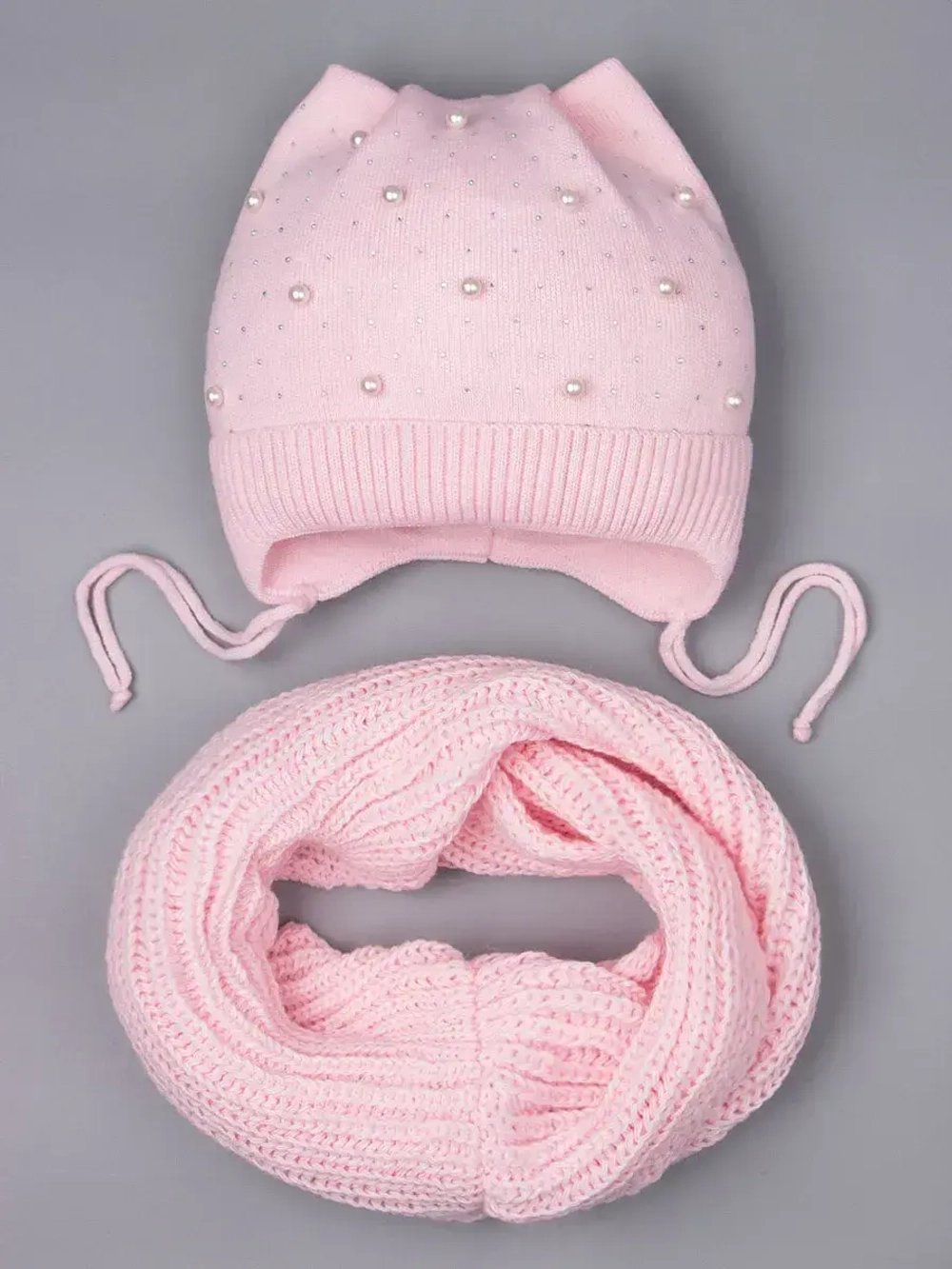 Шапка для девочки осенняя и снуд ушками