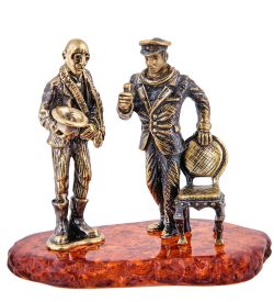 AM-3666 Фигурка «Киса Воробьянинов и Остап Бендер» (латунь, янтарь)