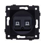Розетка двойная Ethernet RJ45 Cat.6, черный Kollinger REA-019BK для Aspekt, Eleganz, Reflex