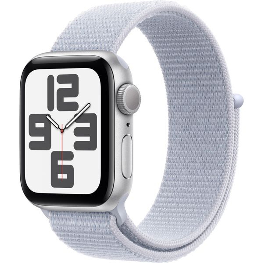 Часы Apple Watch SE, 40 мм, алюминий серебристого цвета, браслет Sport Loop дымчато-голубого цвета (2024)