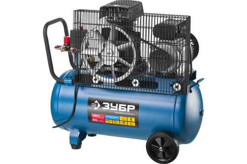 Воздушный поршневой масляный компрессор Зубр ПРОФЕССИОНАЛ 360 л/мин, 50 л, 2200 Вт, ЗКПМ-360-50-Р-2.2
