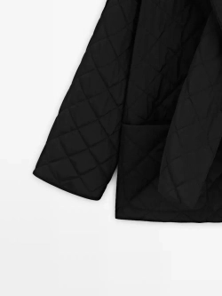 Massimo Dutti Непромокаемый пуховик с шарфом, черный