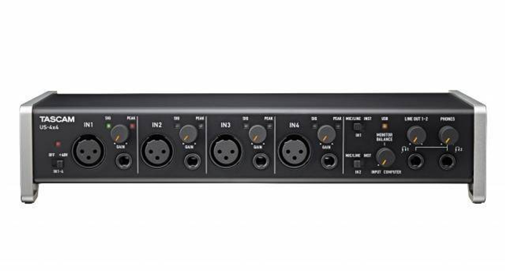 TASCAM US-4x4 USB аудио интерфейс, 4 входа, 4 выхода.