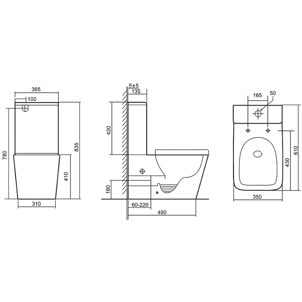 Унитаз компакт Abber Rechteck AC1210TMB Черный матовый с бачком и сиденьем Микролифт
