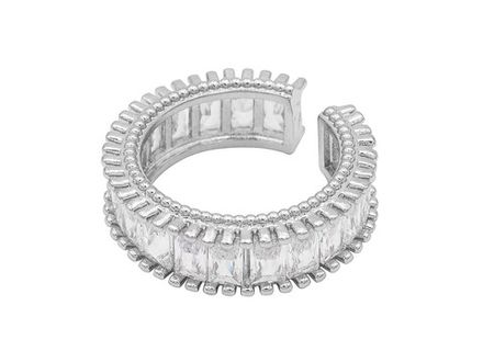 Кольцо широкое с прозрачными кристаллами,6мм