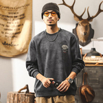 Мужской свитшот американского ретро стиля, круглый вырез, весна-осень, модный брендовый с принтом