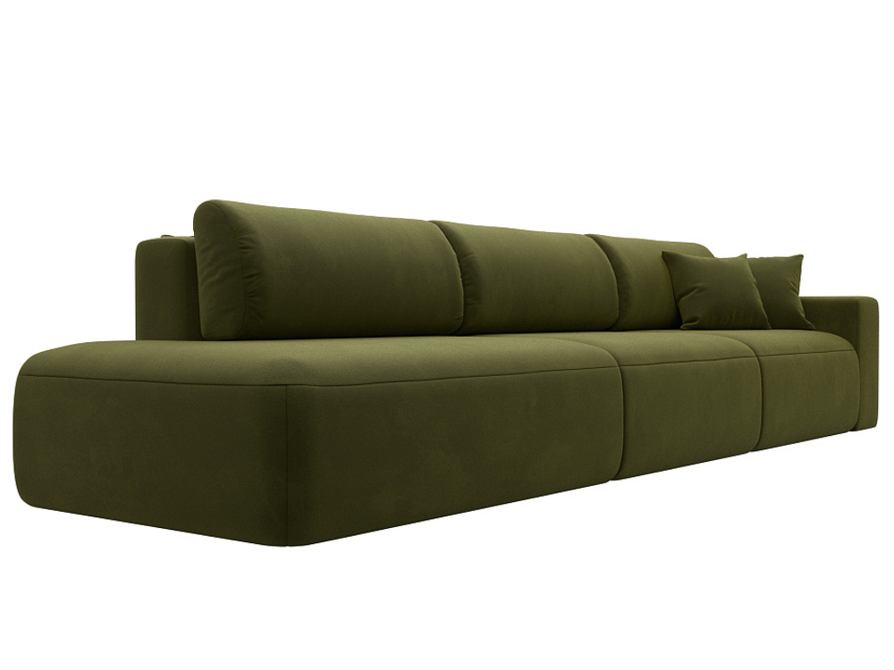 Диван прямой Лига-036 НПБ Модерн Лонг подлокотник справа МИКРОВЕЛЬВЕТ Зеленый