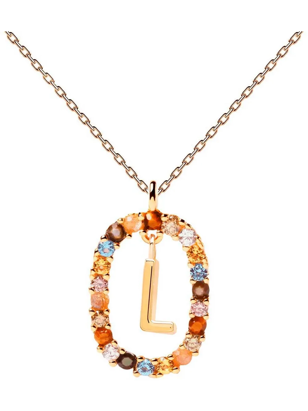 Колье Буква L серебро 925 пробы покрытое золотом