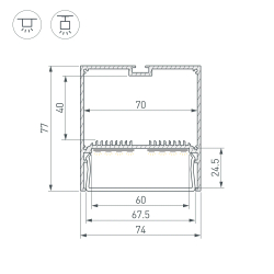 Профиль SL-LINE-7477-2000 ANOD (BY) (Arlight, Алюминий) 059813