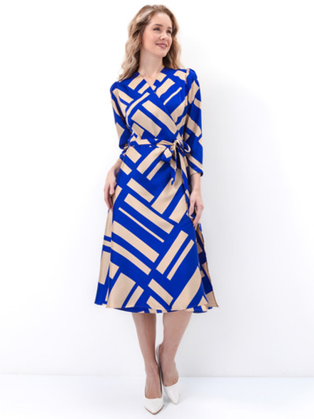 Платье-халат Stefania сине-бежевое