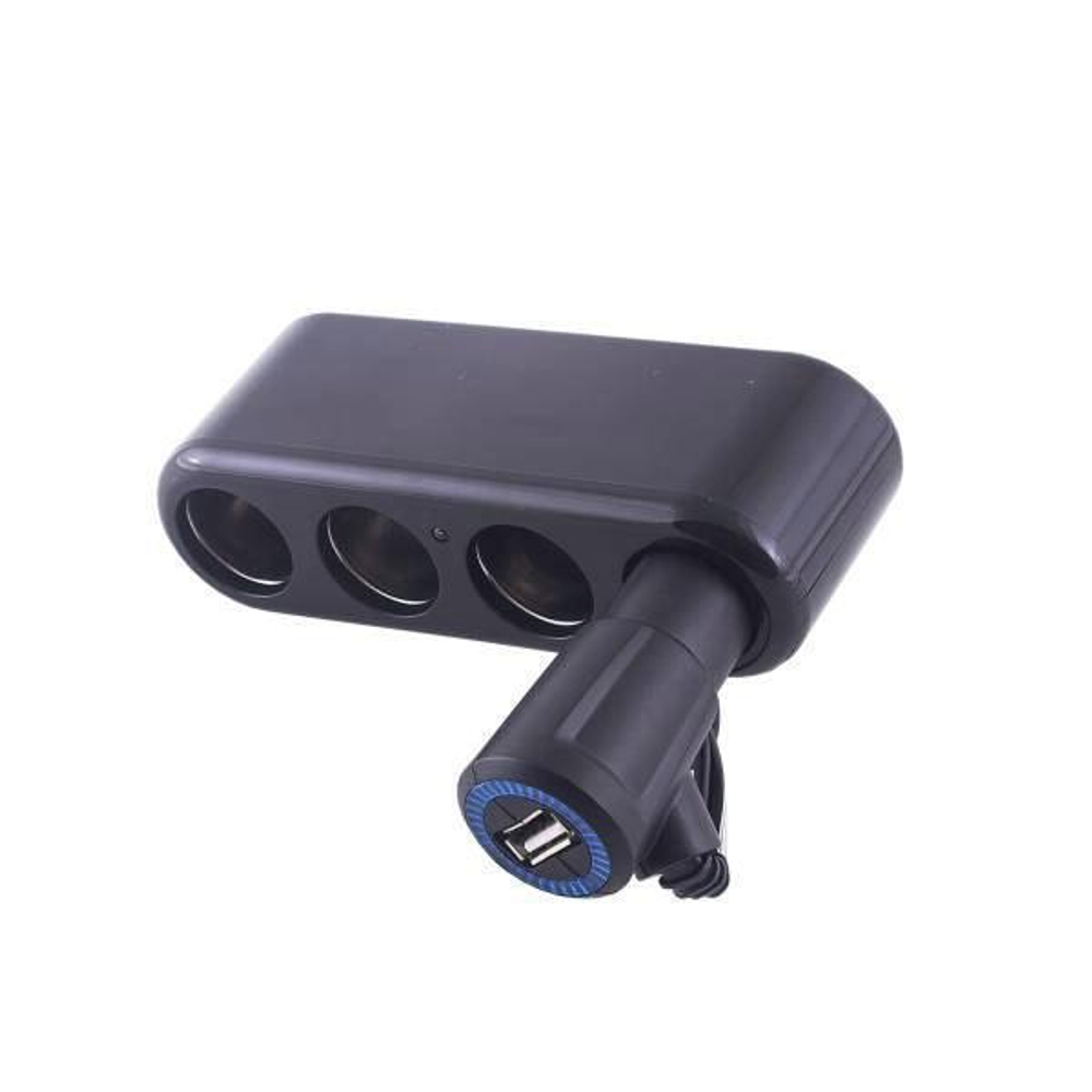 Прикуриватель 4 гнезда 12 В USB 1 А предохранитель 10 А черный Skyway