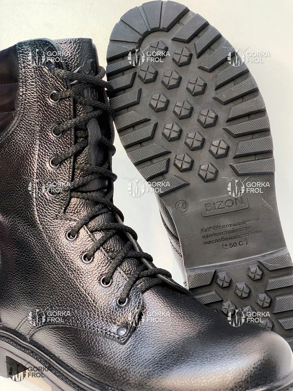 Берцы BIZON ТК-20, хромовая кожа, подошва каучук, стелька Ortholite