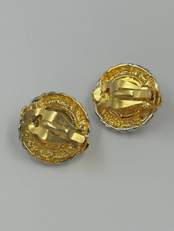 Клипсы биколор с чёрными кабошонами