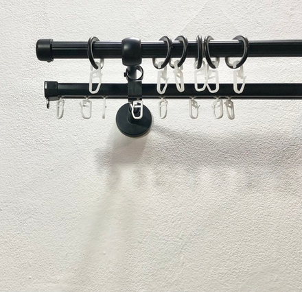 Карниз металлический рифленый Заглушка Ост двухрядный d16 мм со второй направляющей, цвет черный