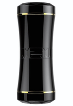 Двусторонний мастурбатор в колбе - вагина и анус (Цвет: черный с бежевым)