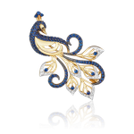 Брошь «Павлин» из лимонного золота с фианитами
