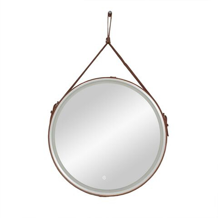 Зеркало Millenium Brown Led D 650 на ремне из натуральной кожи коричневого цвета