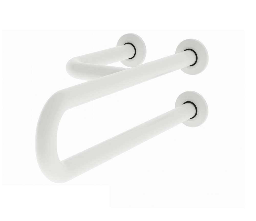 Поручень полукруглый неподвижный с 3 точками опоры Nofer 600 мм с антибактериальным покрытием белый правый, 15047.WB купить