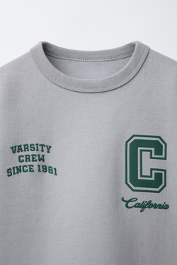 ZARA ФУТБОЛКА С НАШИВКАМИ, СЕРЫЙ