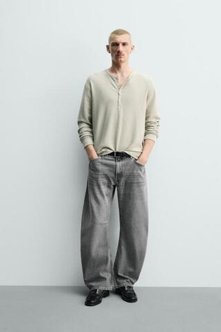 ZARA ДЖИНСЫ RELAXED BARREL FIT, СЕРЫЙ