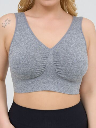 Гладкий бюстгальтер-топ с широкими бретелями (Размер: 2X) (Цвет: белый)