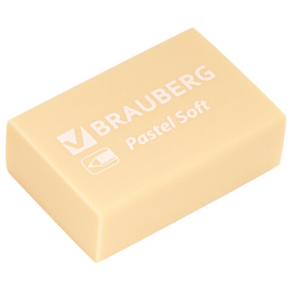 Ластики BRAUBERG "Pastel Soft" НАБОР 12 шт., размер ластика 31х20х10 мм, экологичный ПВХ, 229598