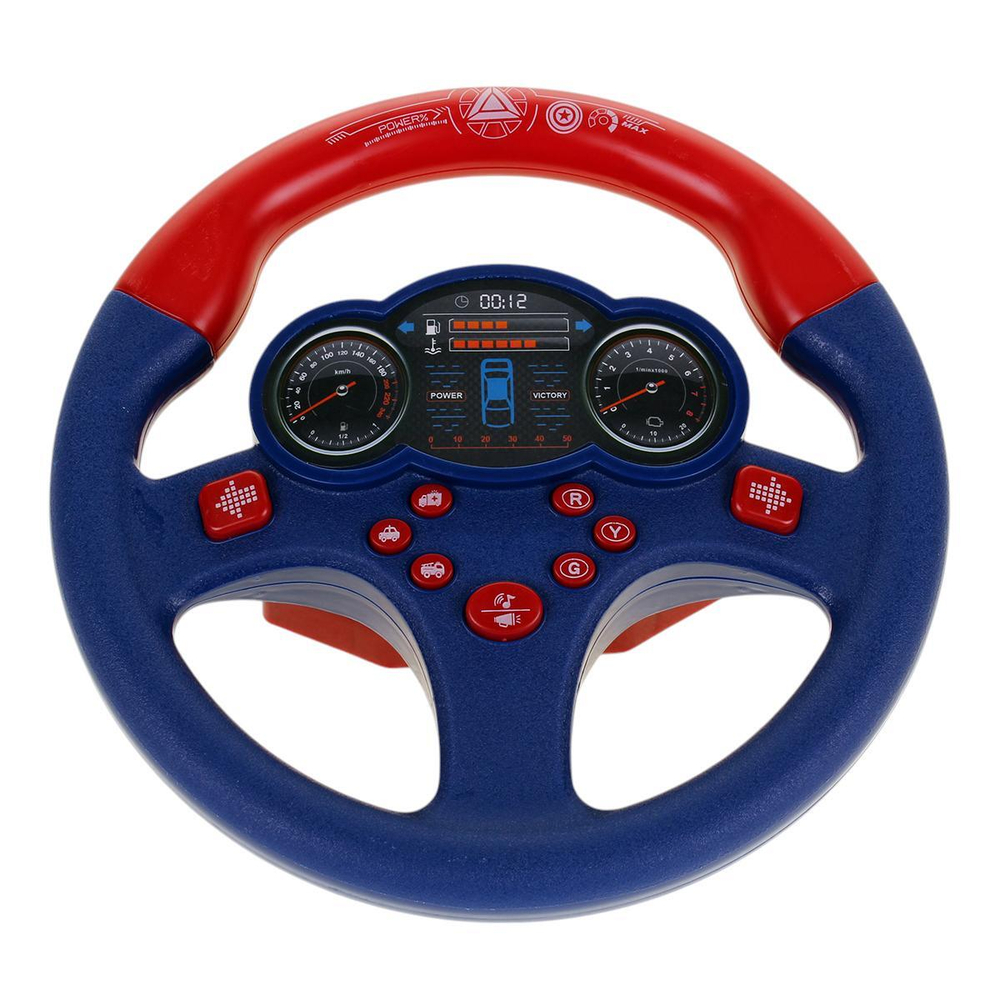 Руль музыкальный 16см, синий, коробка 1026-19