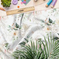 Ткань бифлекс белые полупрозрачные цветы