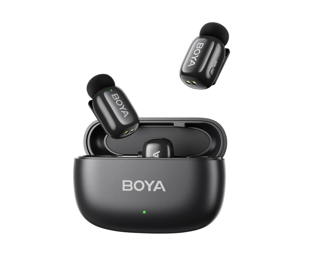 Ультракомпактная двухканальная беспроводная микрофонная система BOYA MINI-12 (2 микрофона / USB-C / Lightning iOS)
