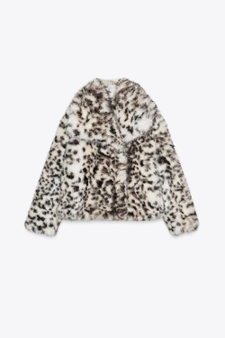 ZARA КОРОТКАЯ ШУБА ИЗ ИСКУССТВЕННОГО МЕХА С АНИМАЛИСТИЧЕСКИМ ПРИНТОМ — ZW COLLECTION, ЛЕОПАРДОВЫЙ