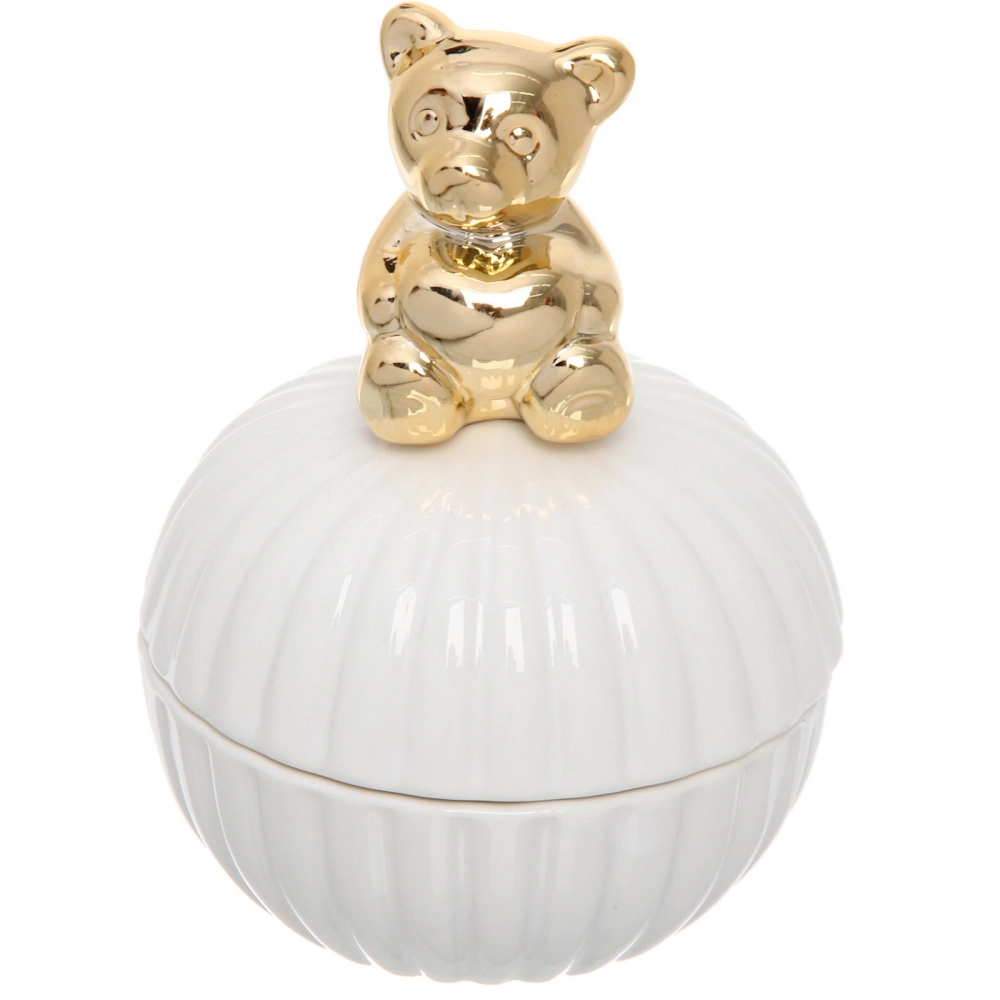 Шкатулка керамическая «GOLD Podarok», мишка, цвет белый, 11*9*3см (в инд. коробке)