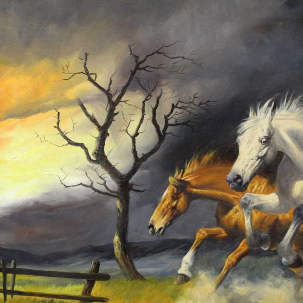 Винтажная картина «Бегущие Кони»