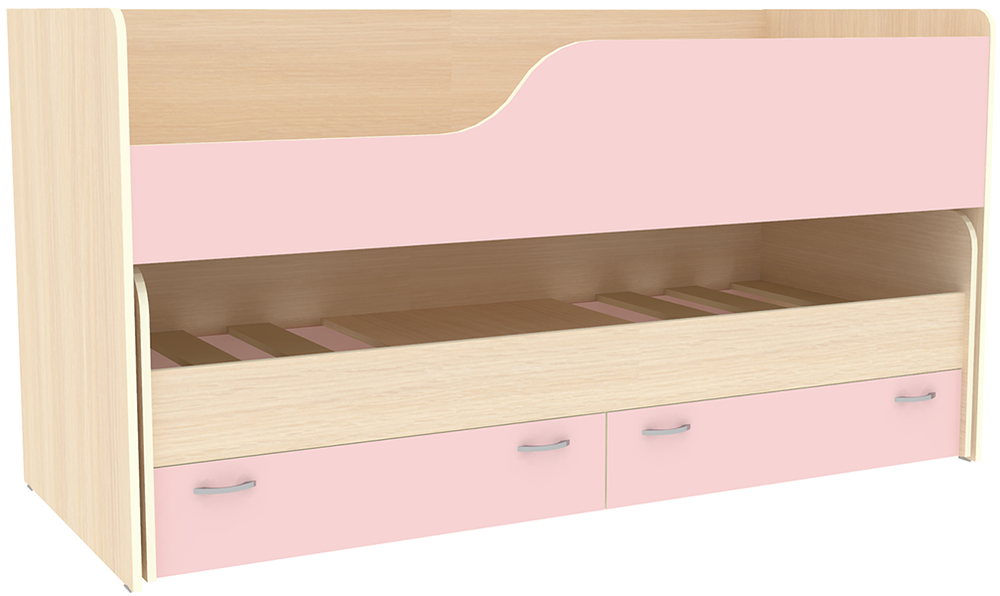 Двухъярусная кровать КарИВи Дуэт-2  Дуб Молочный Розовый