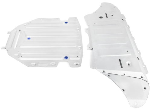 Защита картера и КПП Rival для Audi Q8 (V - 3.0 (340 л.с.)) 2018-н.в., штампованная, алюминий 3 мм, с крепежом, 2 части, K333.0330.1