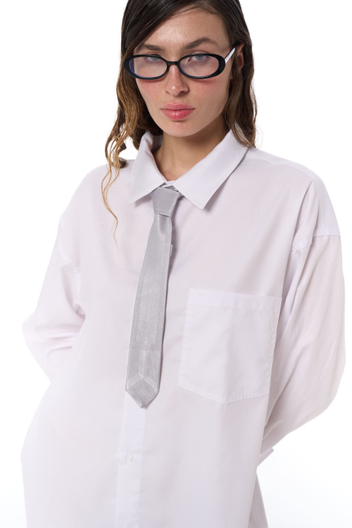 Рубашка оверсайз, хлопок, голубой