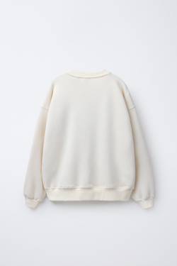 ZARA ТОЛСТОВКА С ПРИНТОМ, ЭКРЮ