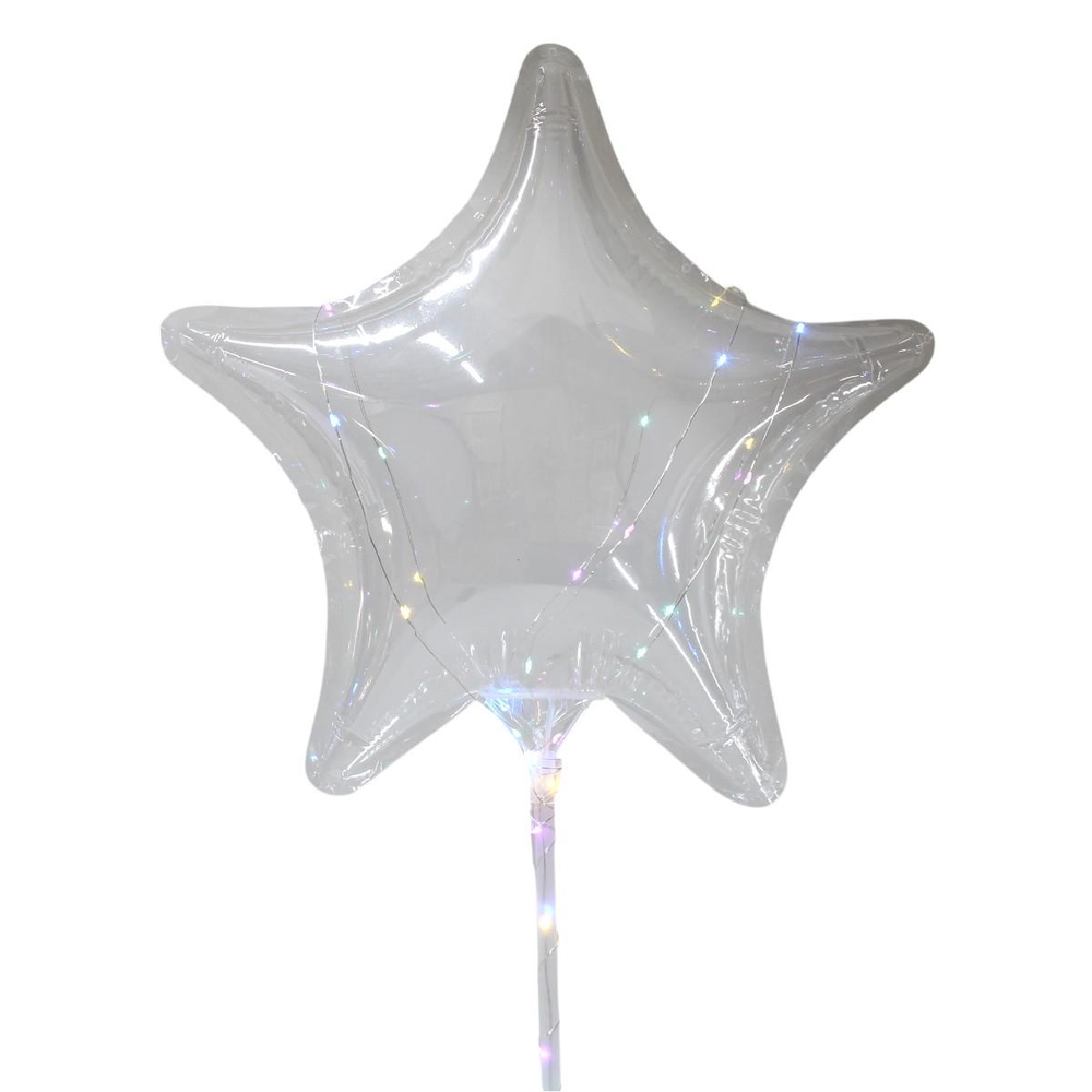 Шар со светом звезда ручка 4 цвета микс