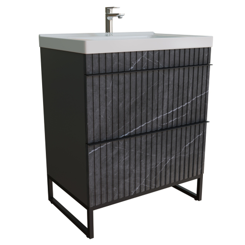 Тумба д/ванной "Окленд -70" Графит Мрамор под раковину Грэйс- 70 (DREJA) ЛОФТ (ПВХ)