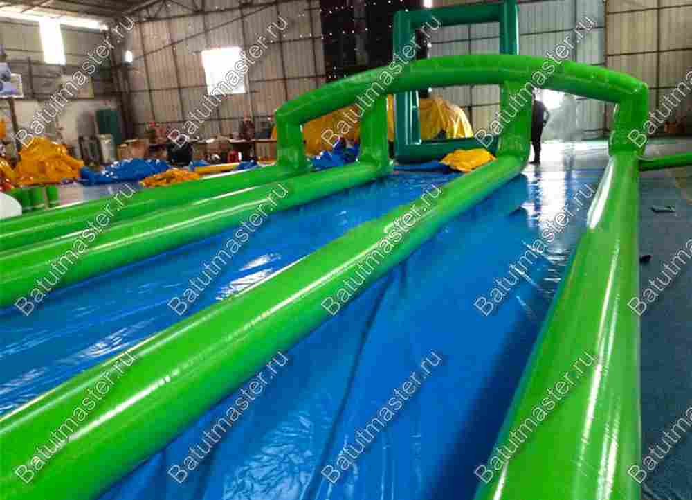 Водная горка без надувного дна, на подкачке ТУРБО "Хит", тройная, 120*6*2 м