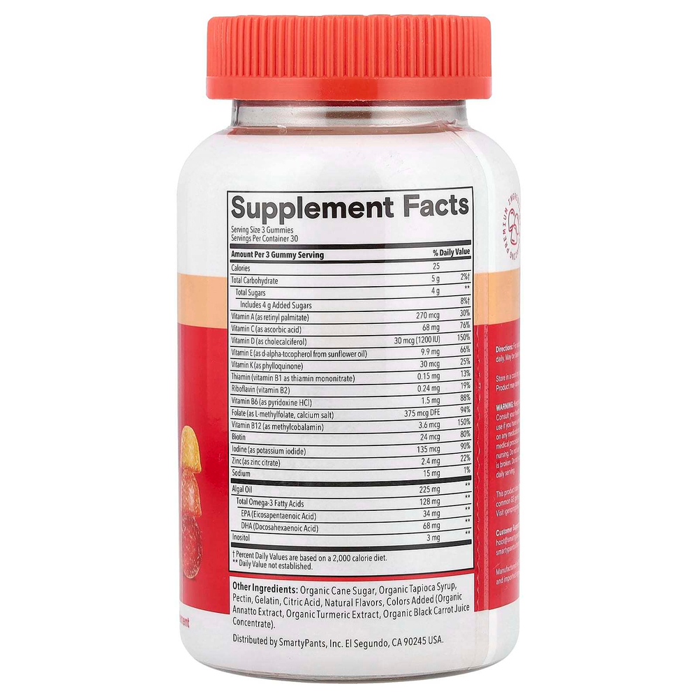 SmartyPants, Multi Plus, мультивитамины и омега, жевательные таблетки, лимон, апельсин и клубника с бананом, 90 жевательных таблеток