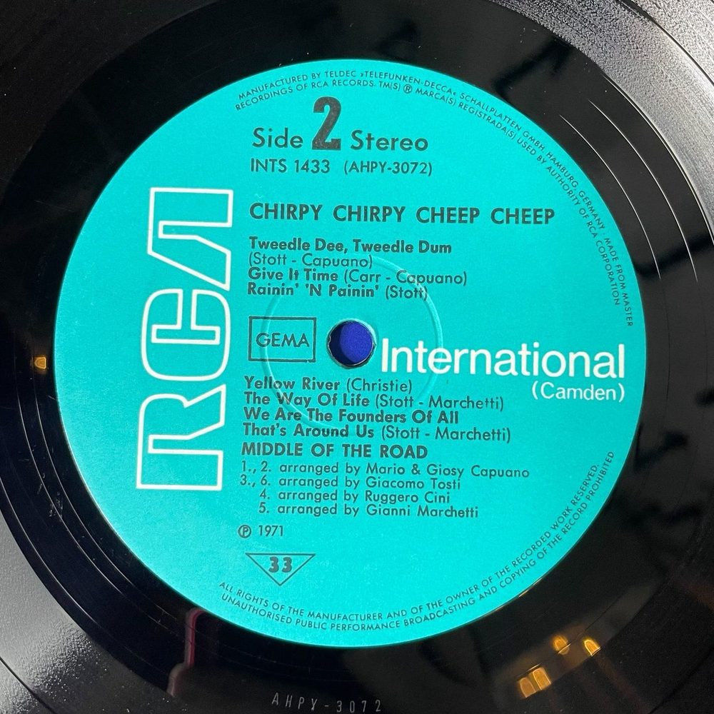 Винтажная виниловая пластинка LP Middle Of The Road Chirpy Chirpy Cheep Cheep (Germany 1971)